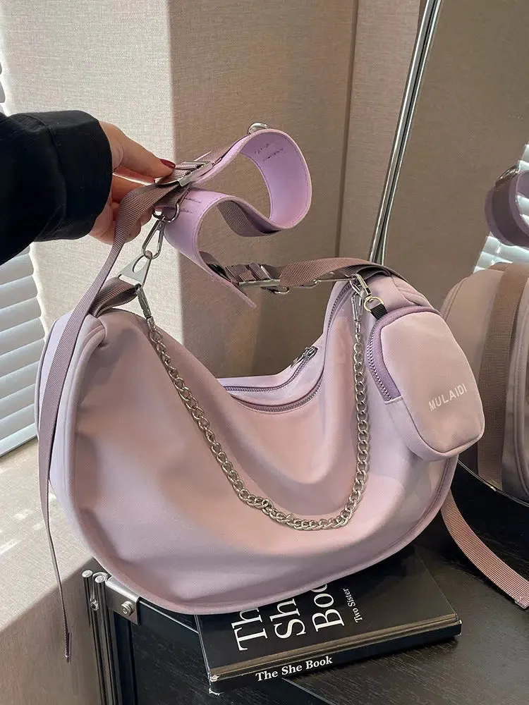 Chain Accent Sling Shoulder Bag