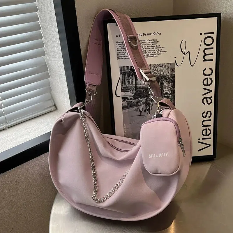 Chain Accent Sling Shoulder Bag