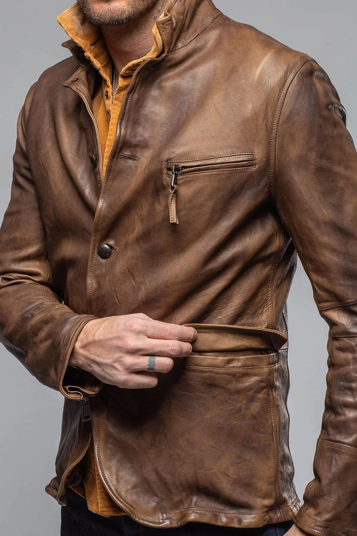 Chance Leather Blazer In Chocolate