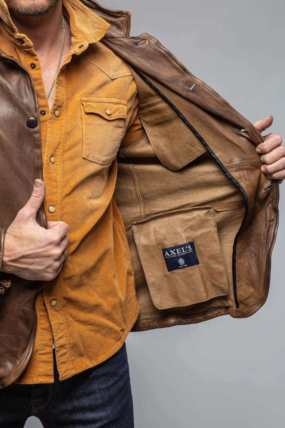 Chance Leather Blazer In Chocolate