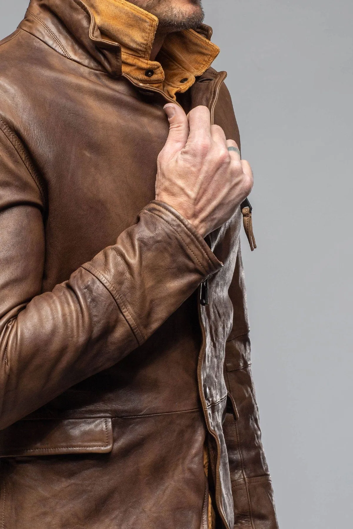 Chance Leather Blazer In Chocolate