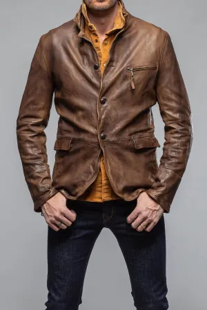 Chance Leather Blazer In Chocolate