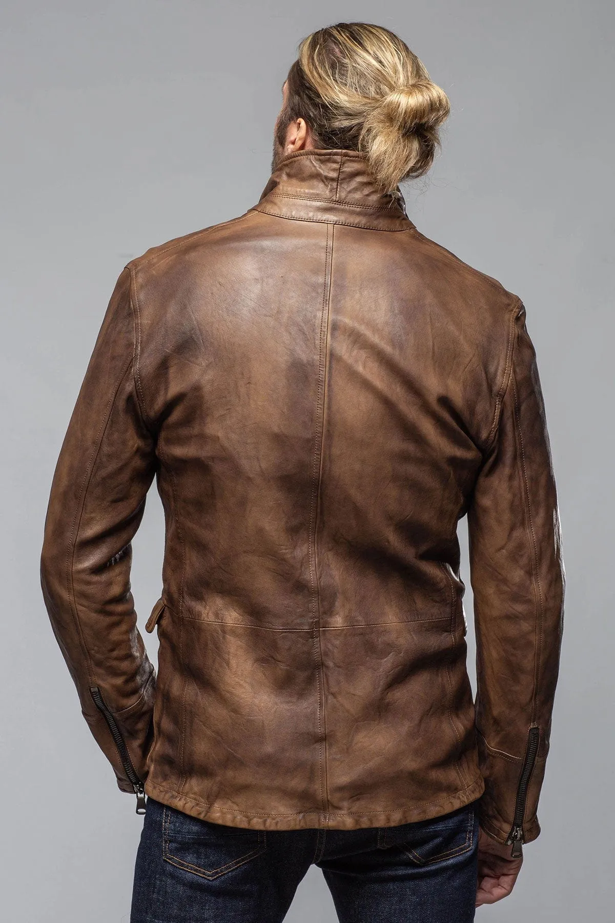Chance Leather Blazer In Chocolate