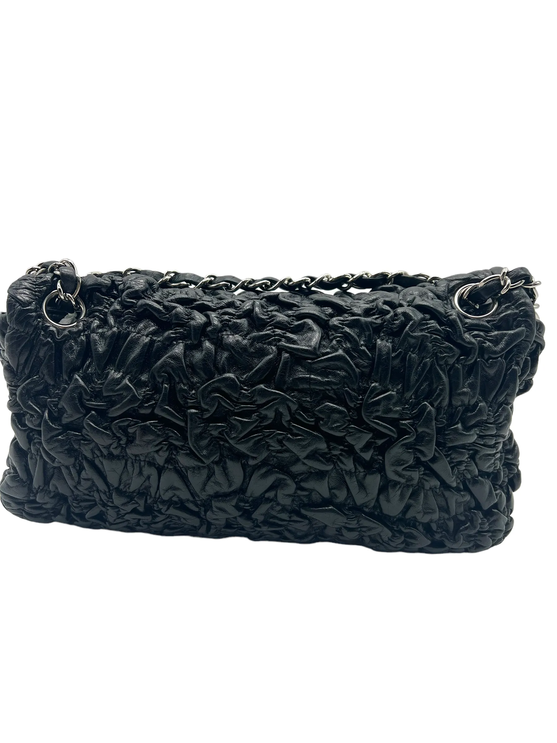 Chanel 2006-2008 Black Lambskin Astrakhan Flap Chain Shoulder Bag