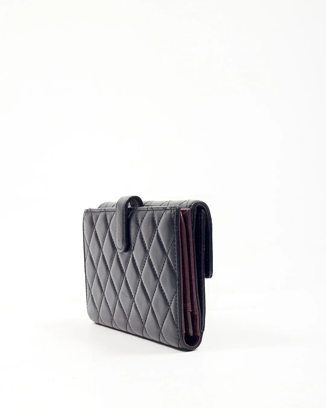 Chanel Black Lambskin Long French Flap Wallet