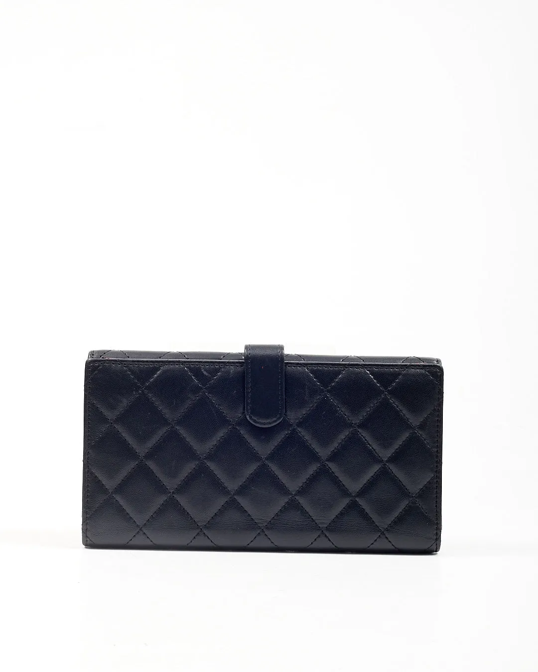 Chanel Black Lambskin Long French Flap Wallet