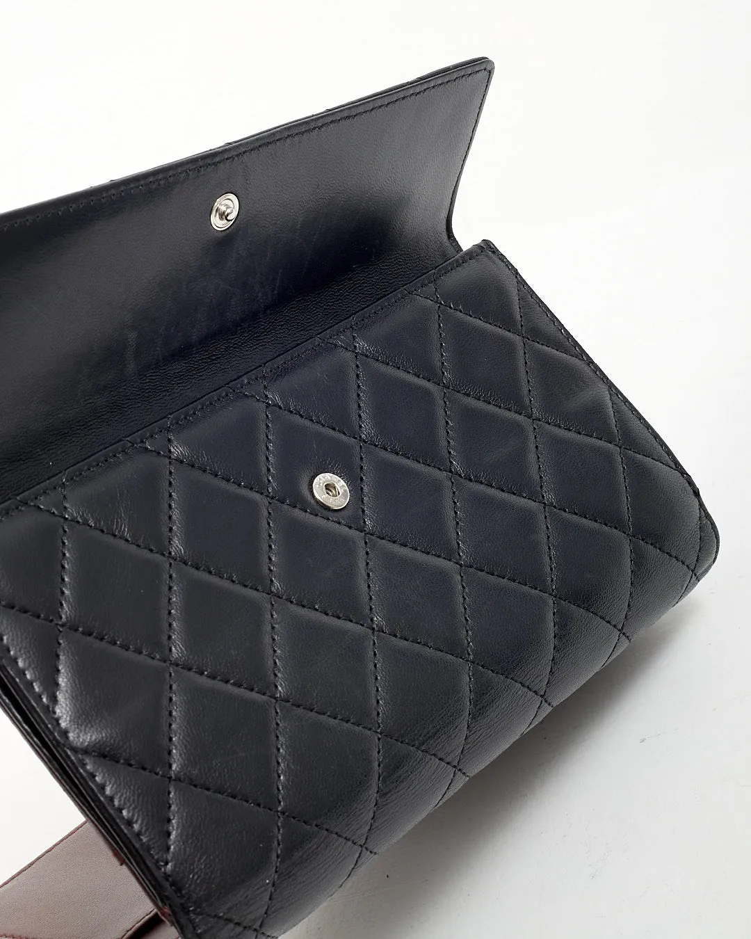 Chanel Black Lambskin Long French Flap Wallet