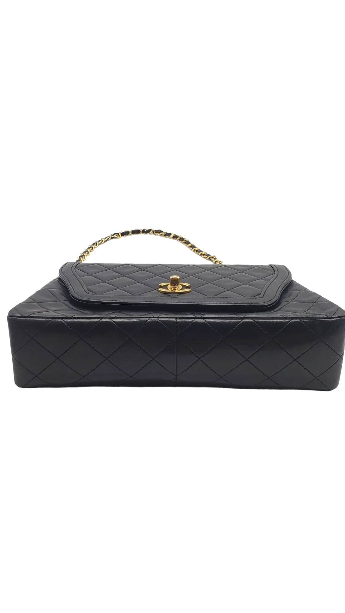 Chanel Black Vintage Lambskin 1989-1991 Quilted Trapeze Shoulder Bag