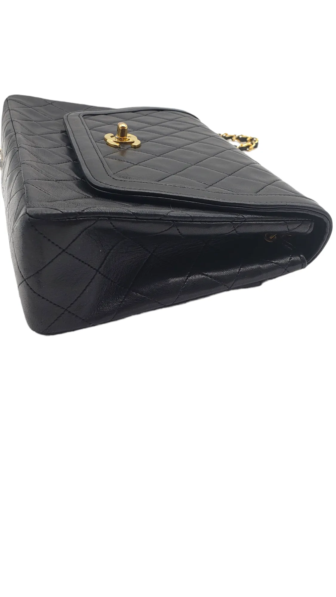 Chanel Black Vintage Lambskin 1989-1991 Quilted Trapeze Shoulder Bag