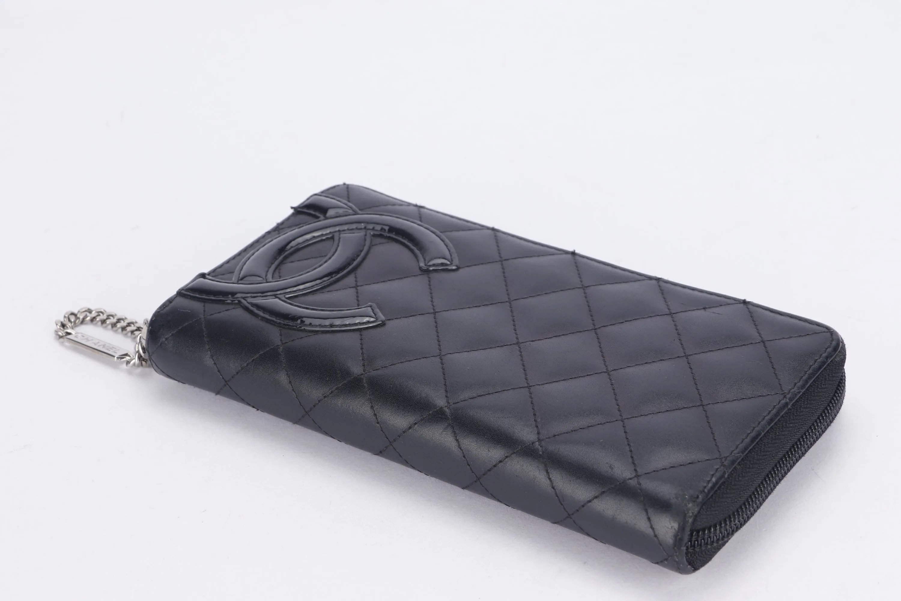 CHANEL COCO LONG WALLET (1835xxxx) BLACK LAMBSKIN SILVER HARDWARE, NO BOX
