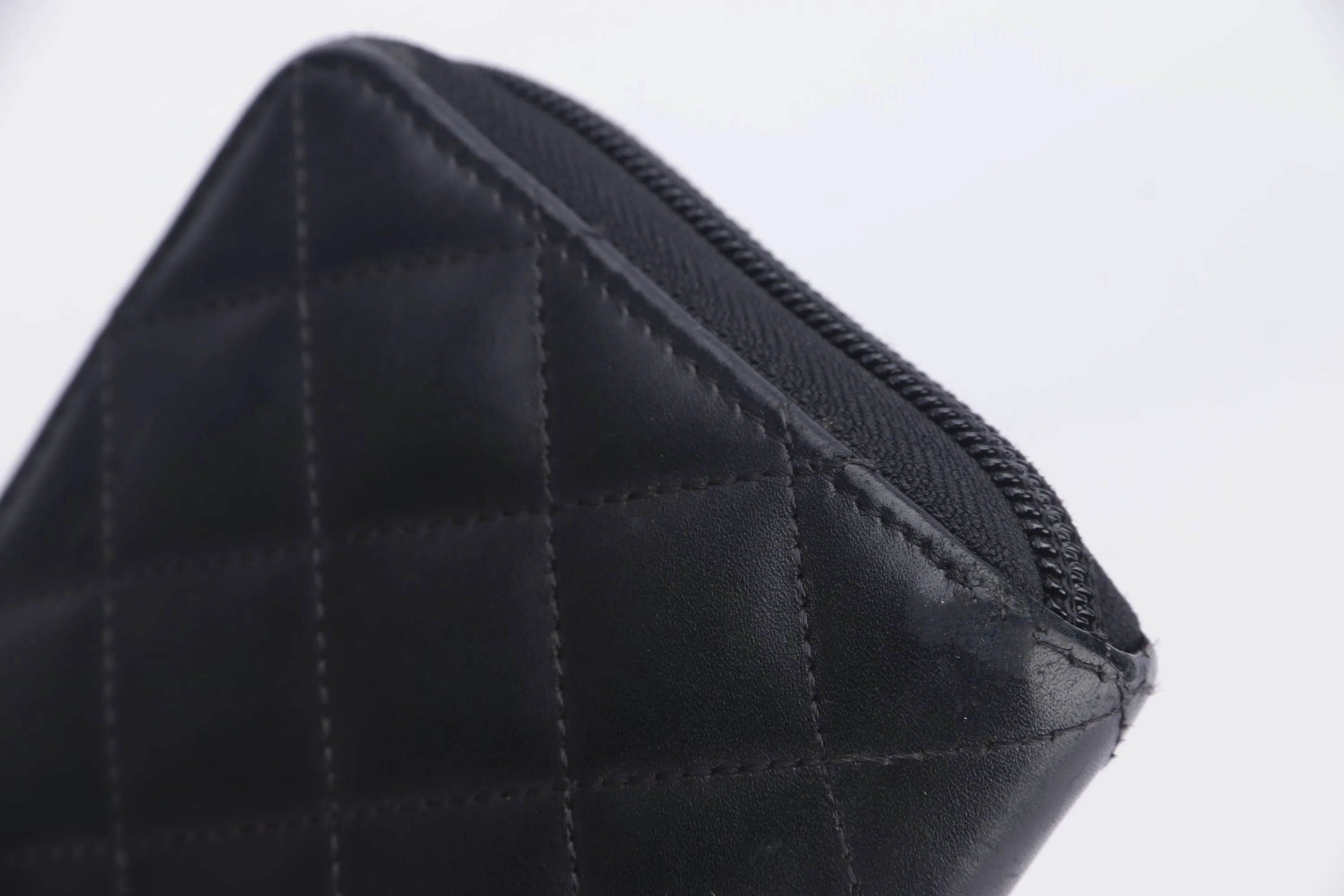 CHANEL COCO LONG WALLET (1835xxxx) BLACK LAMBSKIN SILVER HARDWARE, NO BOX