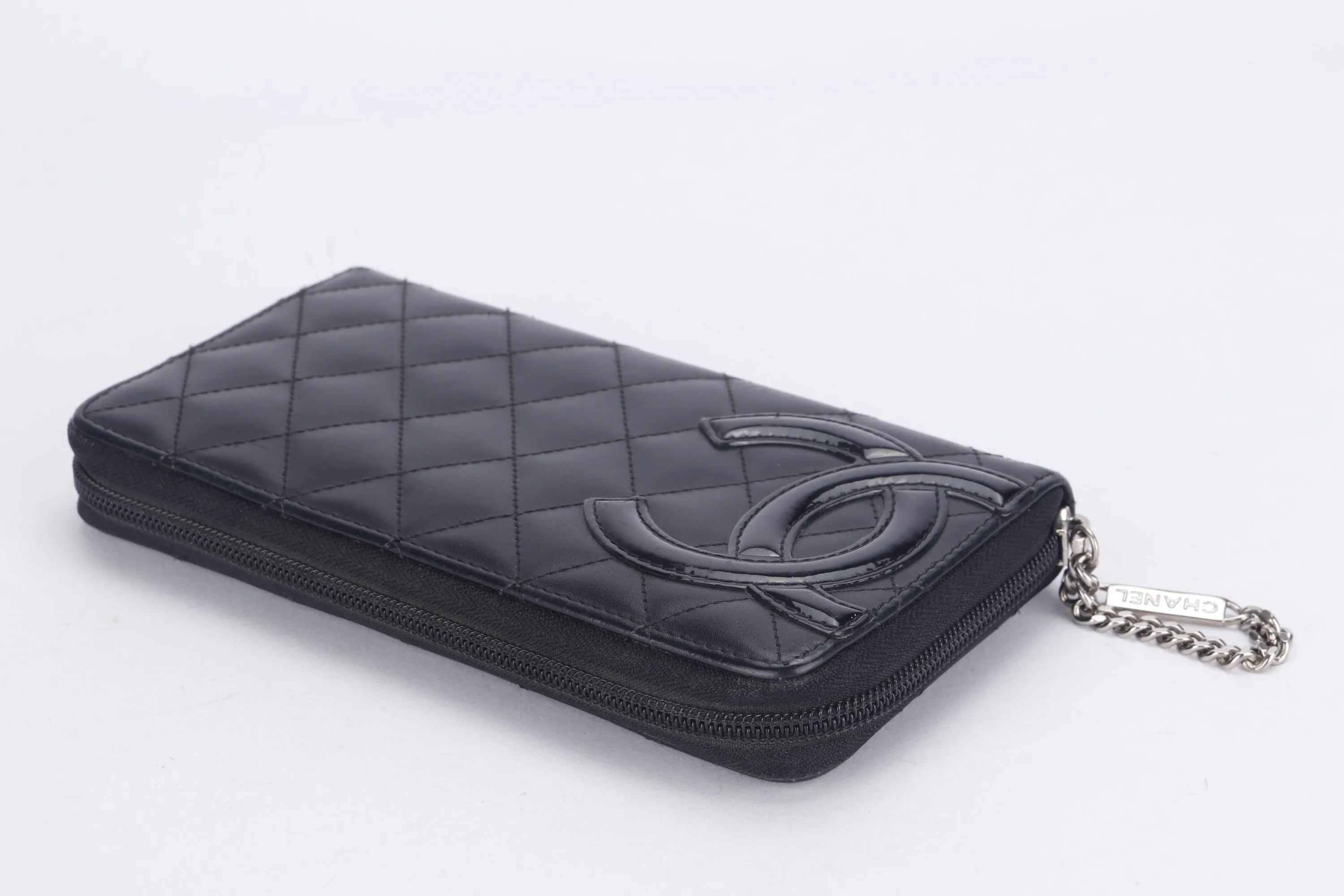 CHANEL COCO LONG WALLET (1835xxxx) BLACK LAMBSKIN SILVER HARDWARE, NO BOX