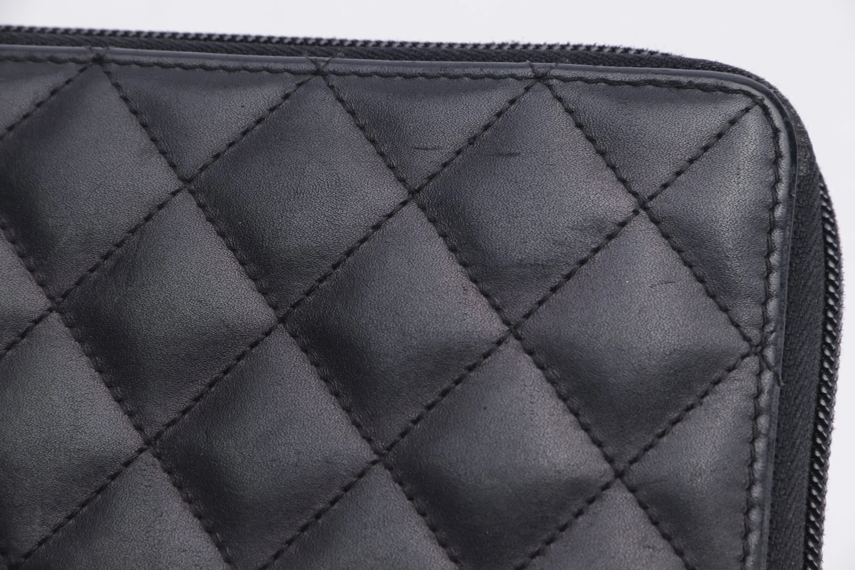 CHANEL COCO LONG WALLET (1835xxxx) BLACK LAMBSKIN SILVER HARDWARE, NO BOX