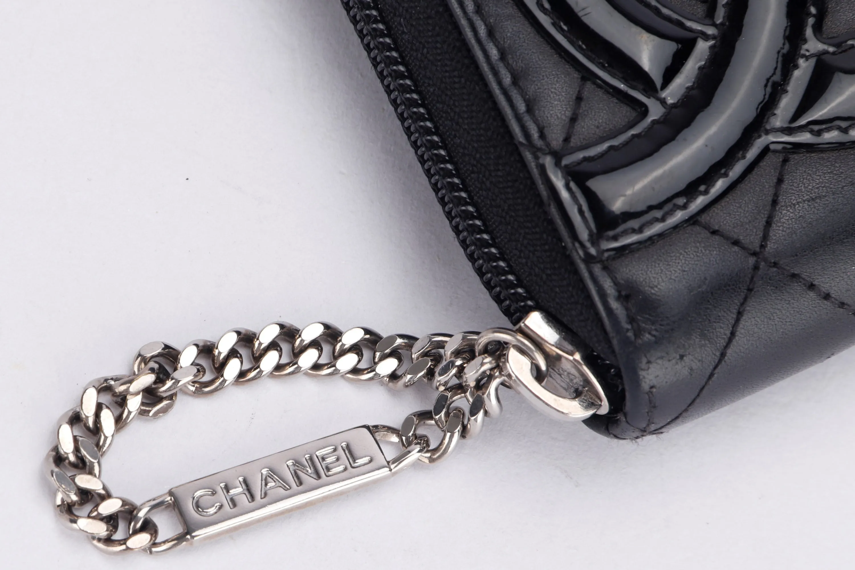 CHANEL COCO LONG WALLET (1835xxxx) BLACK LAMBSKIN SILVER HARDWARE, NO BOX