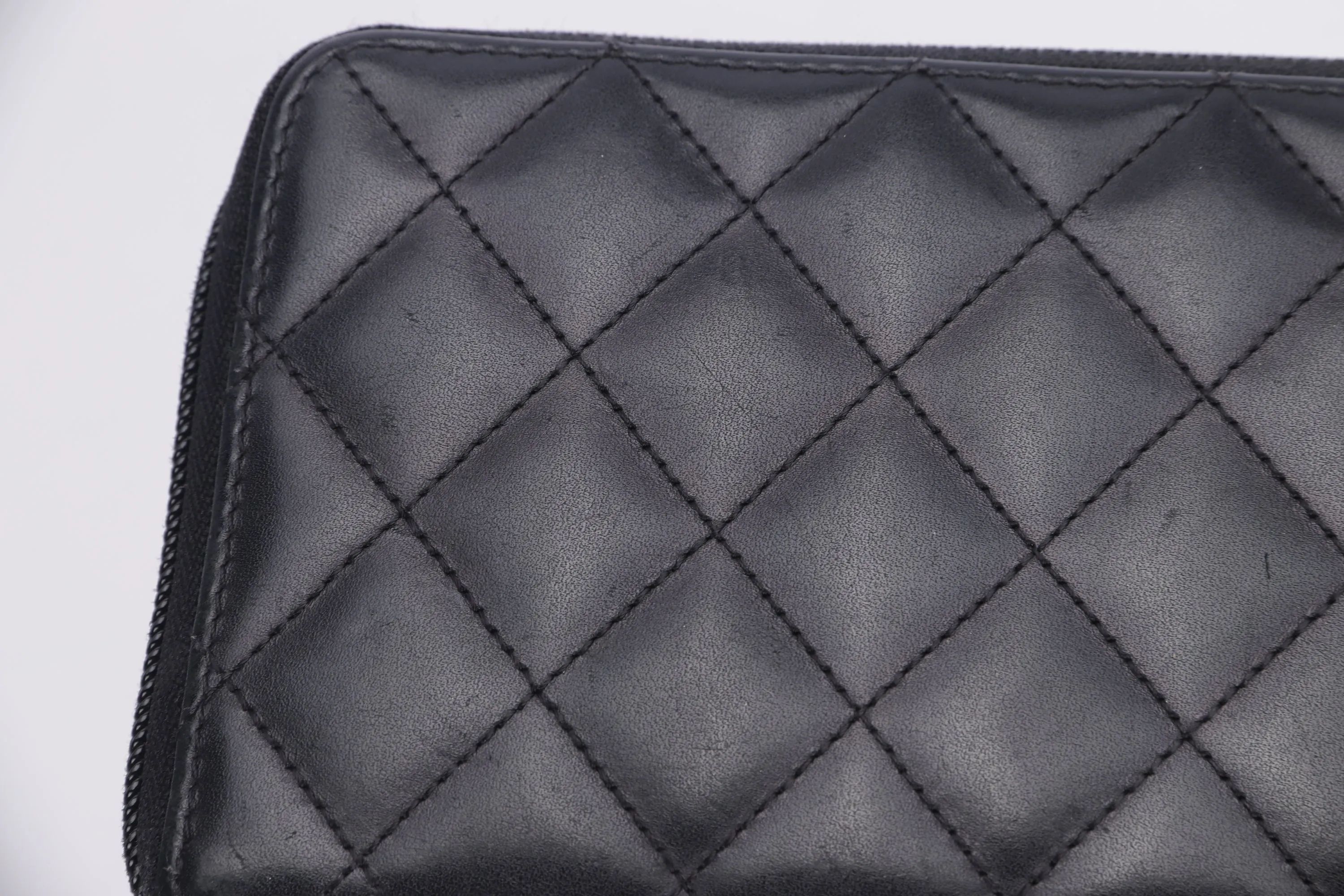CHANEL COCO LONG WALLET (1835xxxx) BLACK LAMBSKIN SILVER HARDWARE, NO BOX