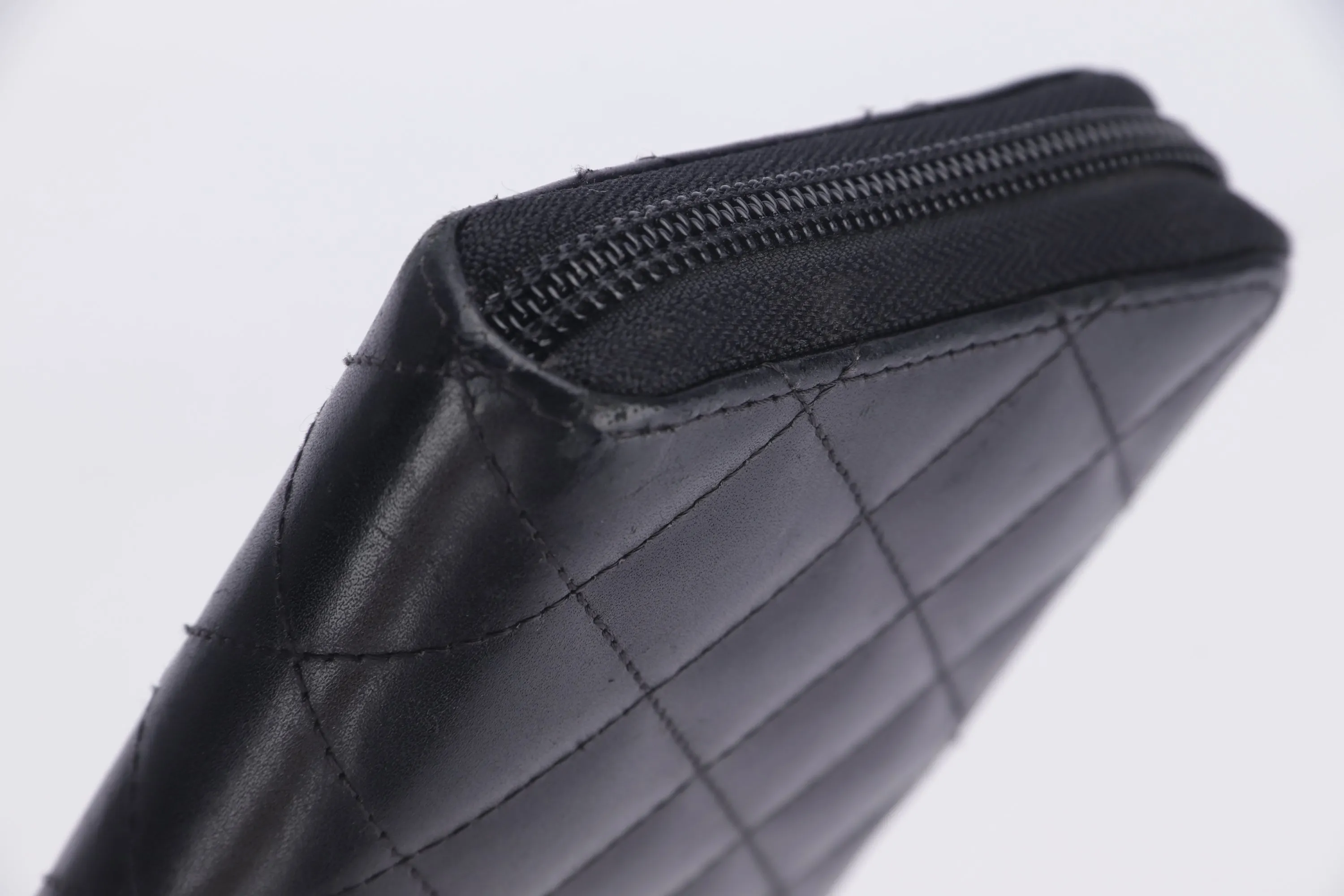 CHANEL COCO LONG WALLET (1835xxxx) BLACK LAMBSKIN SILVER HARDWARE, NO BOX