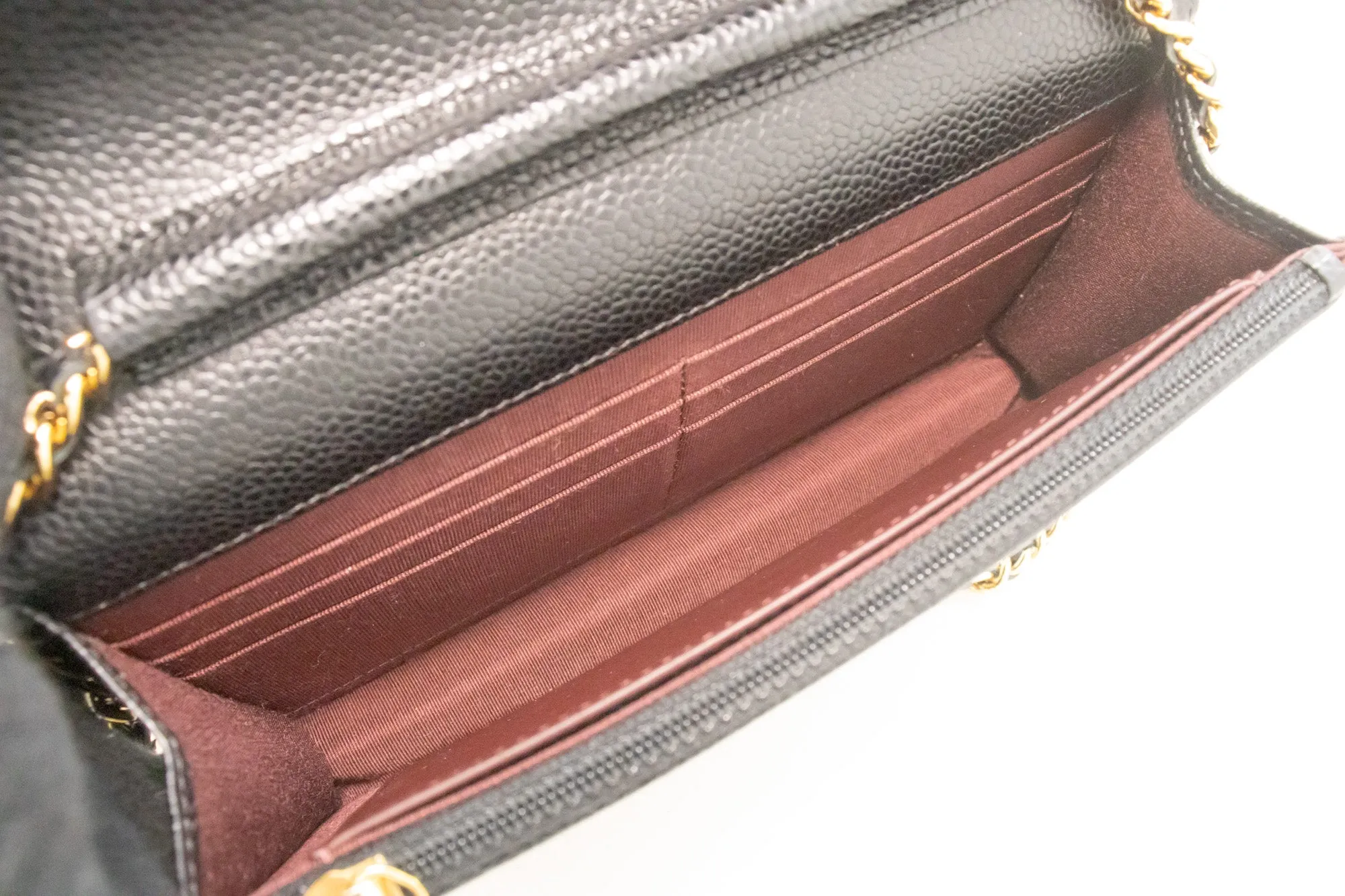 CHANEL Grained Calfskin Wallet On Chain WOC Black Shoulder Bag n82