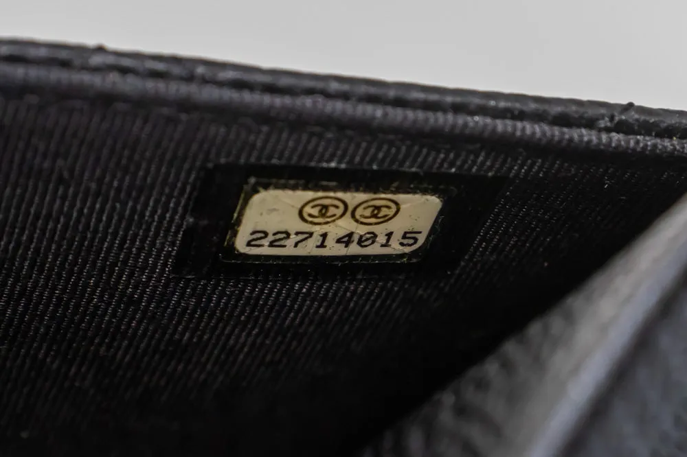 CHANEL Grained Calfskin Wallet On Chain WOC Black Shoulder Bag n82