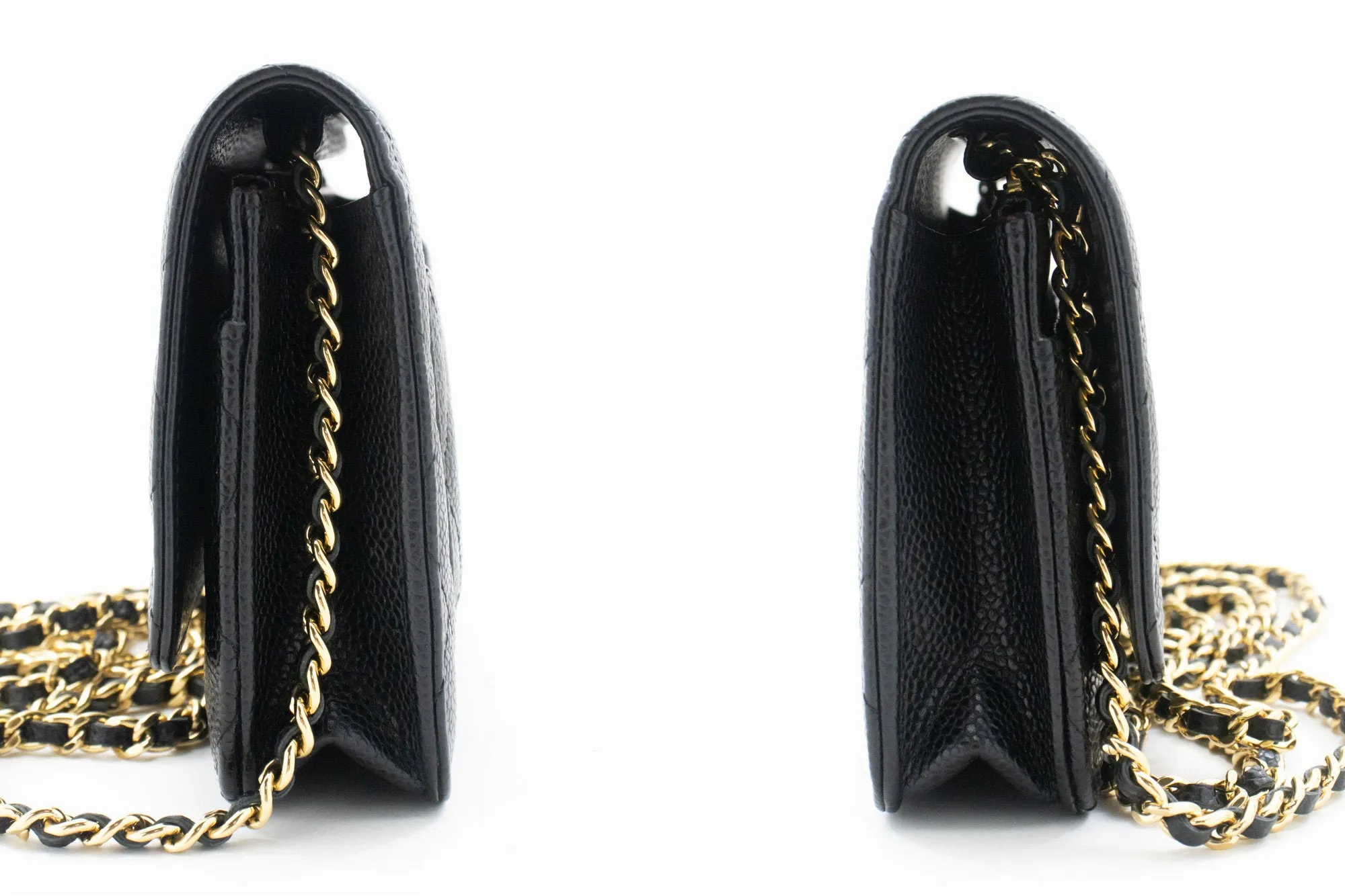 CHANEL Grained Calfskin Wallet On Chain WOC Black Shoulder Bag n82
