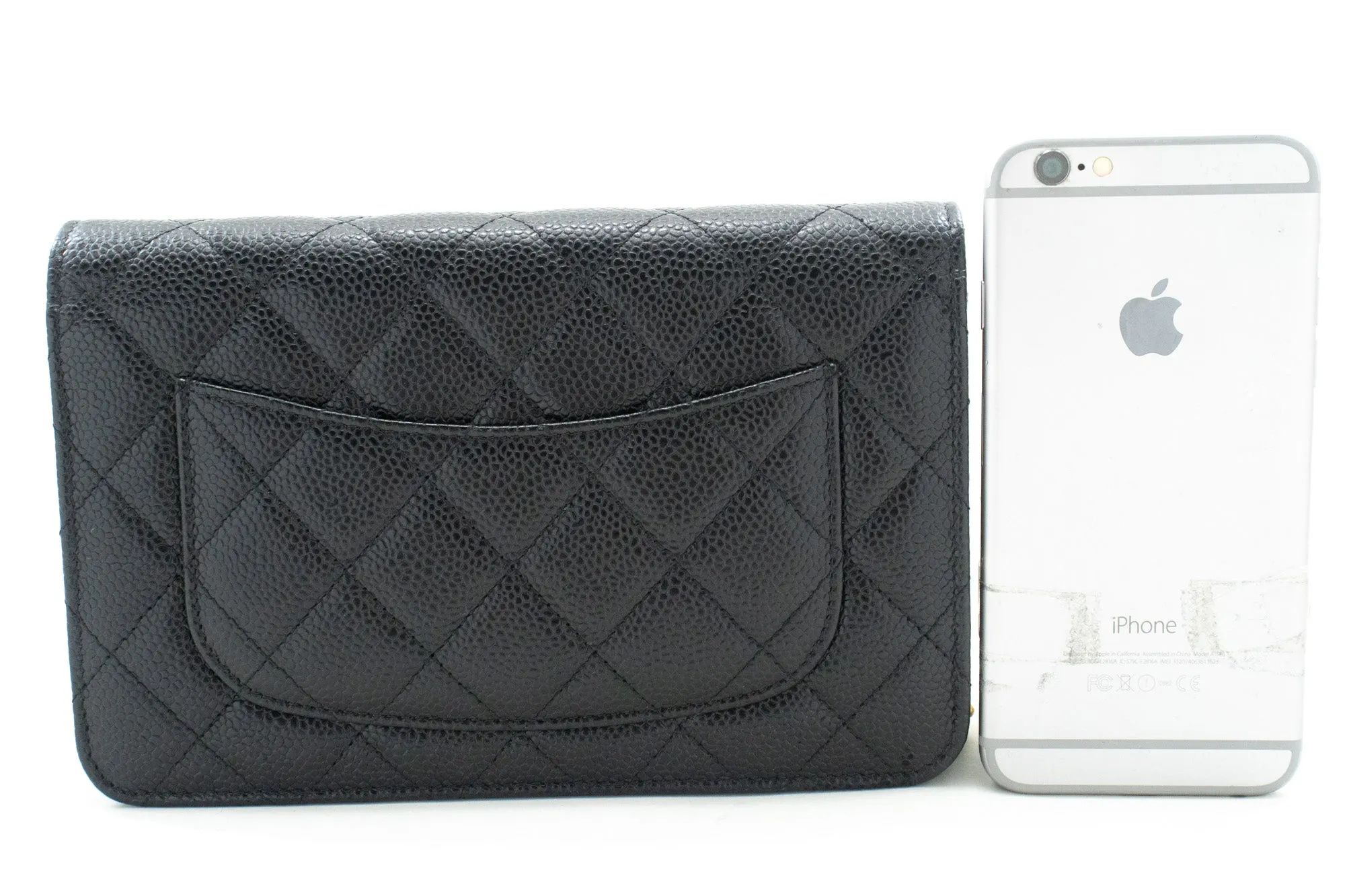 CHANEL Grained Calfskin Wallet On Chain WOC Black Shoulder Bag n82