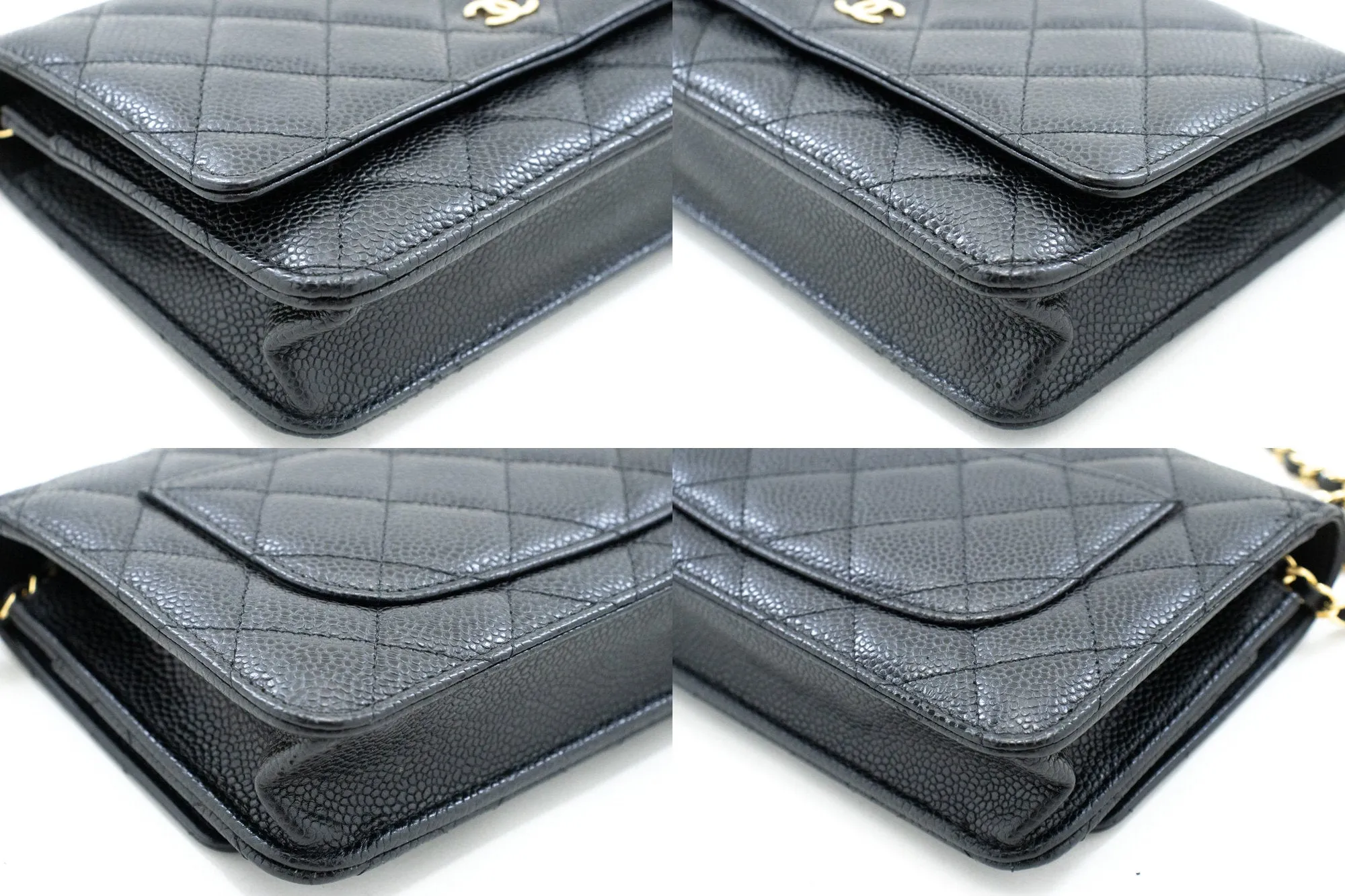 CHANEL Grained Calfskin Wallet On Chain WOC Black Shoulder Bag n82