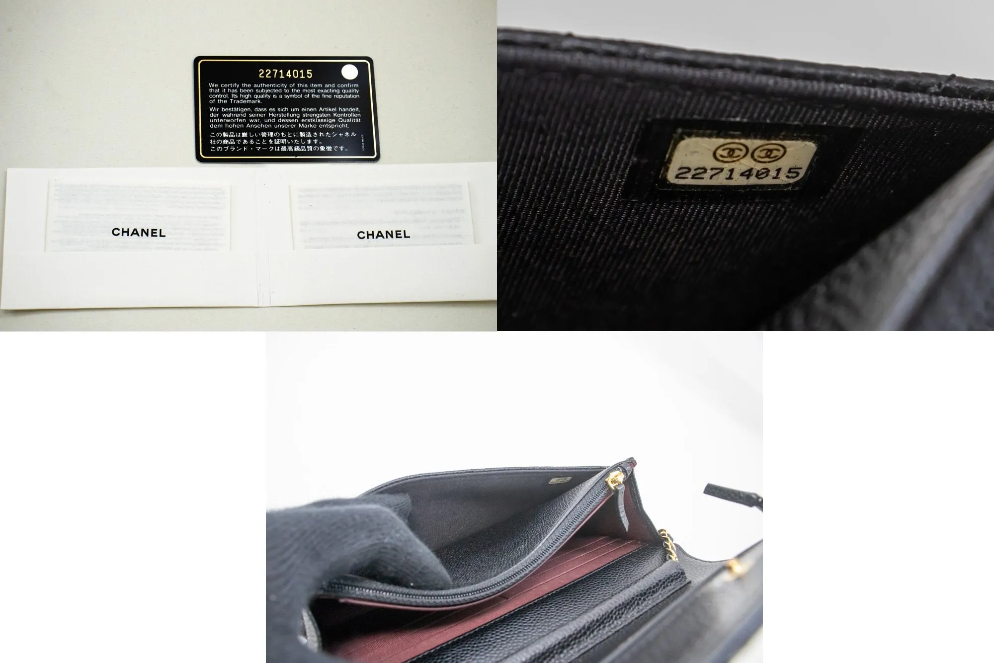 CHANEL Grained Calfskin Wallet On Chain WOC Black Shoulder Bag n82