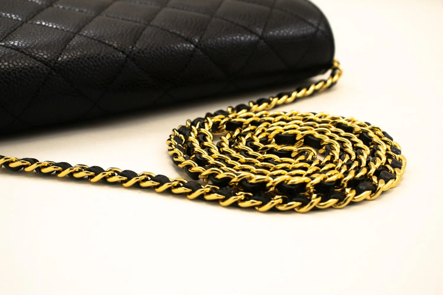 CHANEL Grained Calfskin Wallet On Chain WOC Black Shoulder Bag n82