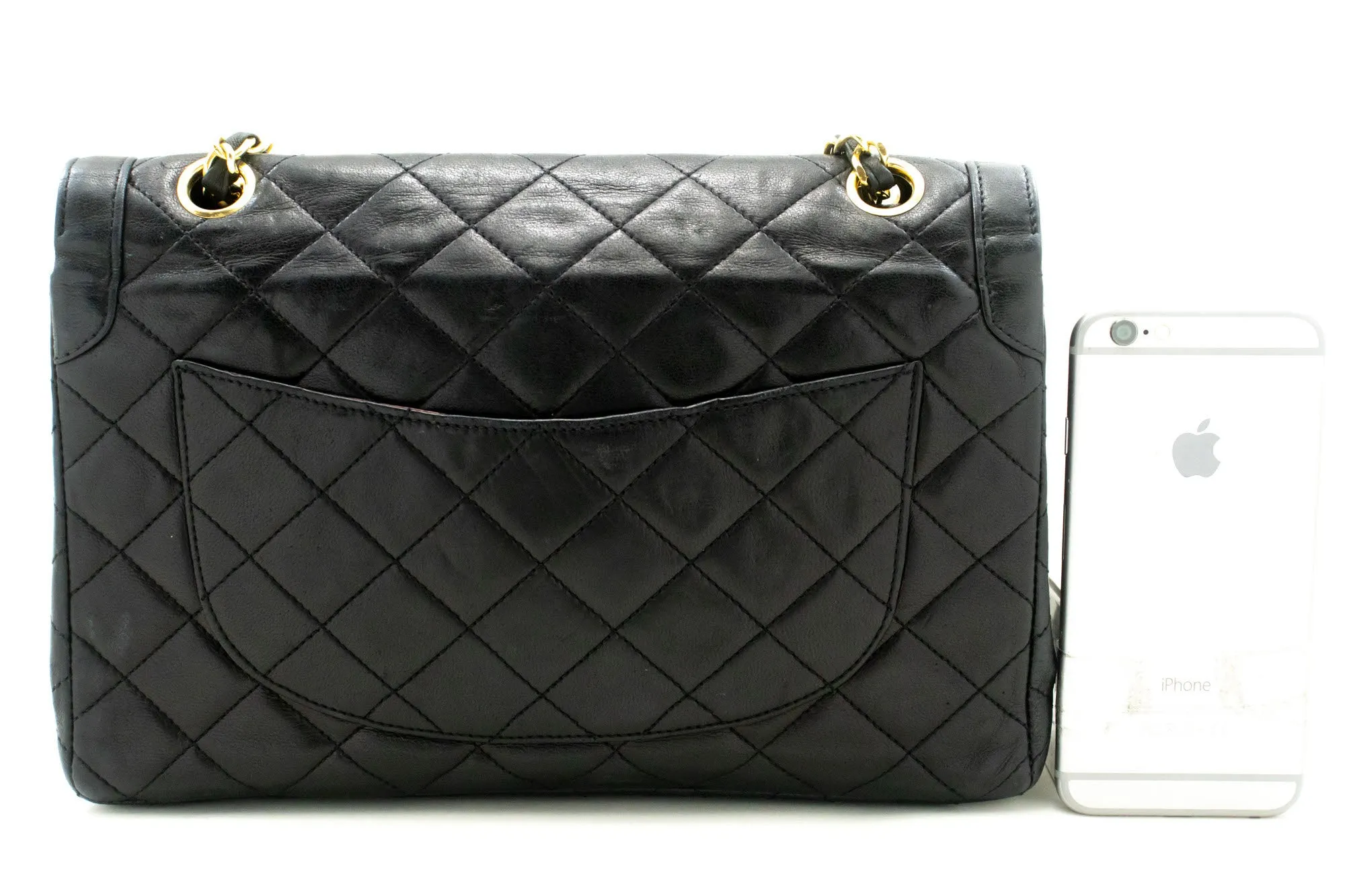 CHANEL Paris Limited Chain Shoulder Bag Black Quilted Single Flap p37