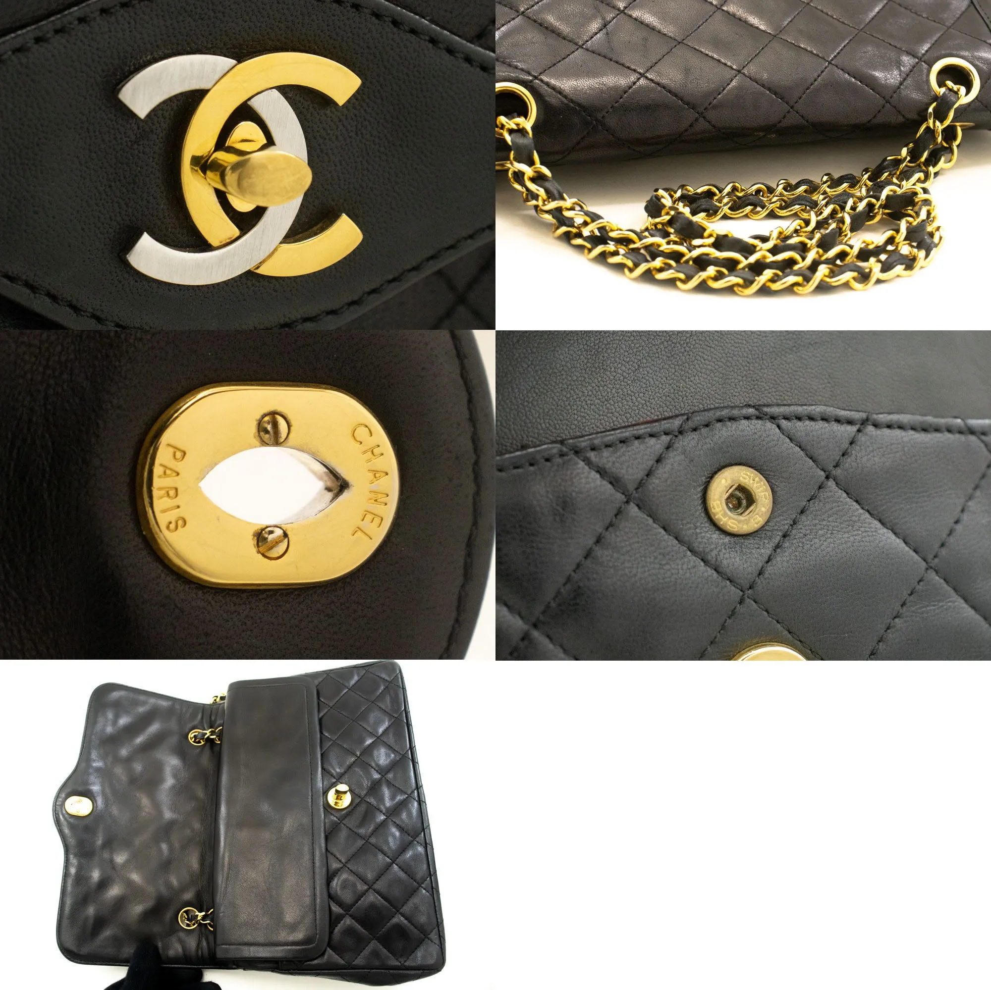 CHANEL Paris Limited Chain Shoulder Bag Black Quilted Single Flap p37
