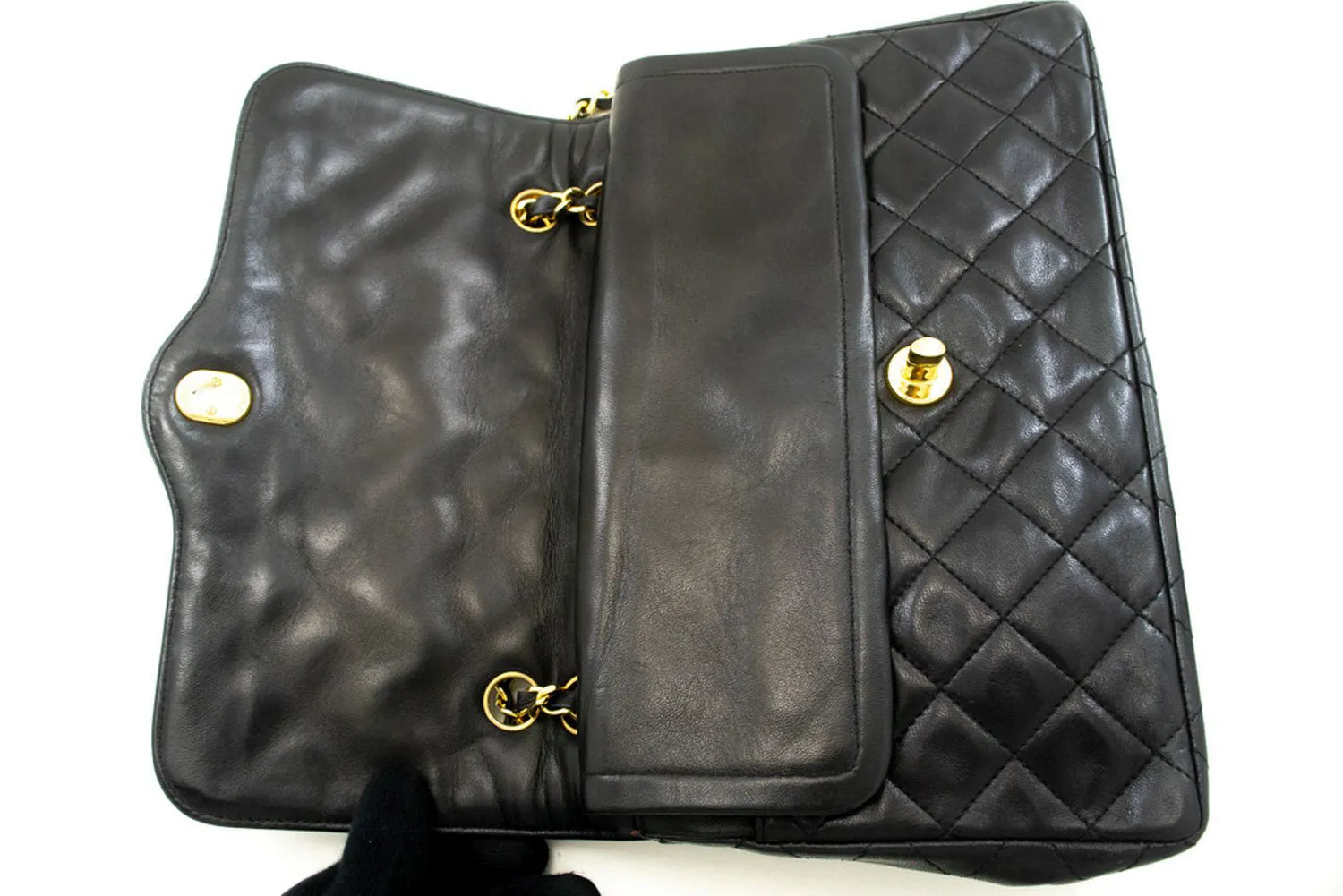 CHANEL Paris Limited Chain Shoulder Bag Black Quilted Single Flap p37