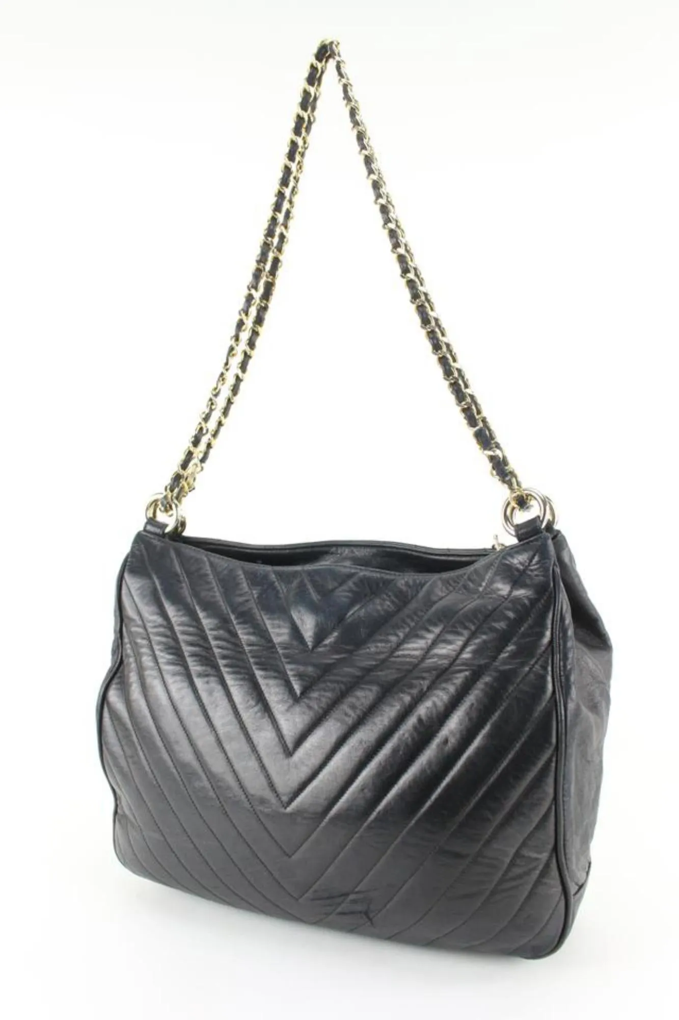 Chanel Quilted Chevron Lambskin Chain Shoulder Bag 60ck816s
