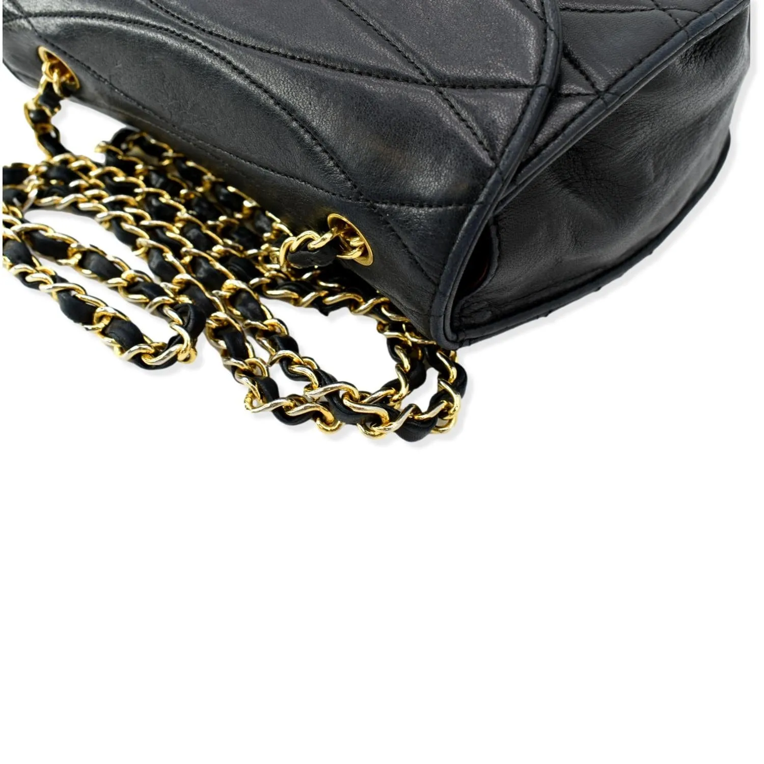 CHANEL Rare Wave GHW CC Flap Vintage Lambskin Shoulder Bag Black