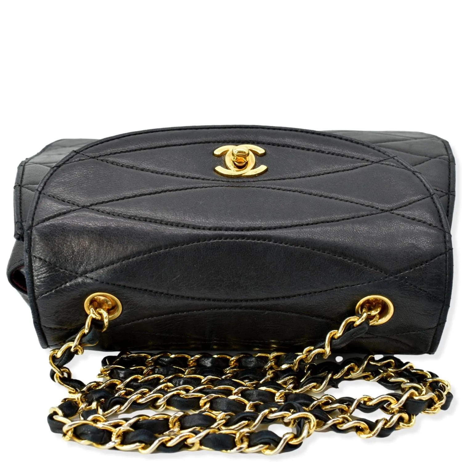 CHANEL Rare Wave GHW CC Flap Vintage Lambskin Shoulder Bag Black