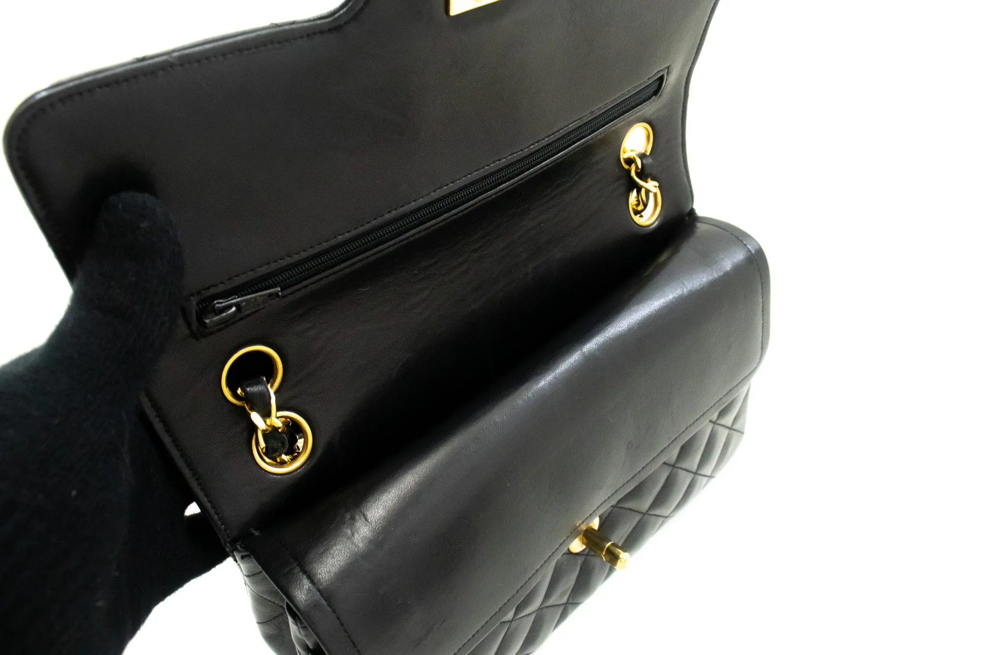 CHANEL Vintage Classic Double Flap Small Chain Shoulder Bag Black m92