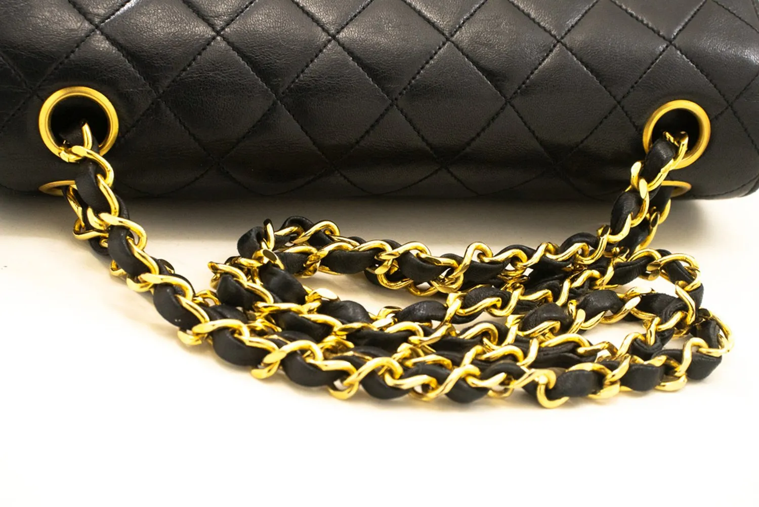 CHANEL Vintage Classic Double Flap Small Chain Shoulder Bag Black m92