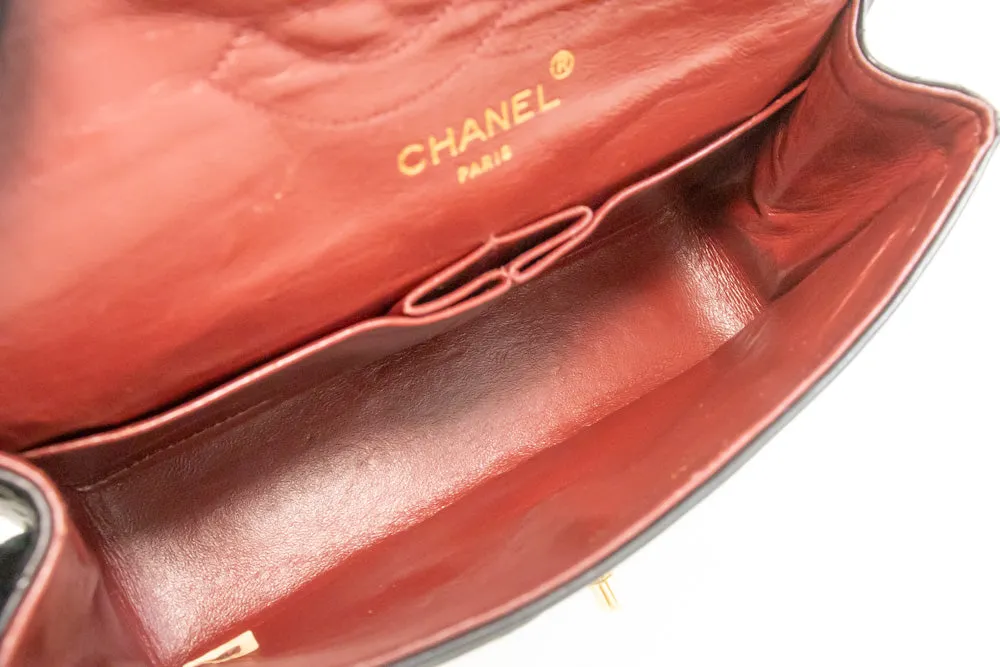 CHANEL Vintage Classic Double Flap Small Chain Shoulder Bag Black m92