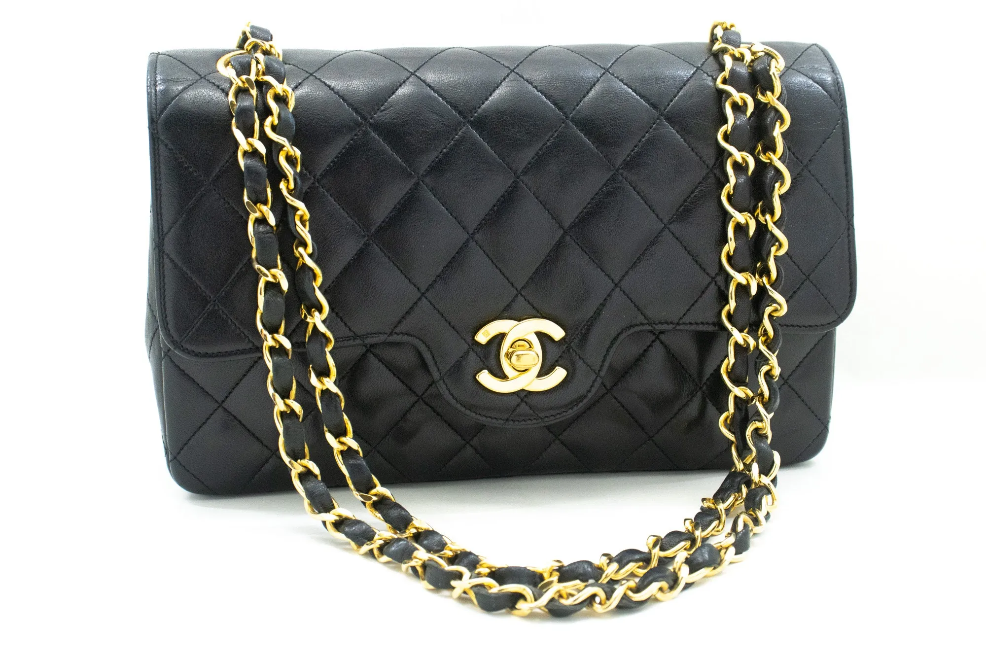 CHANEL Vintage Classic Double Flap Small Chain Shoulder Bag Black m92