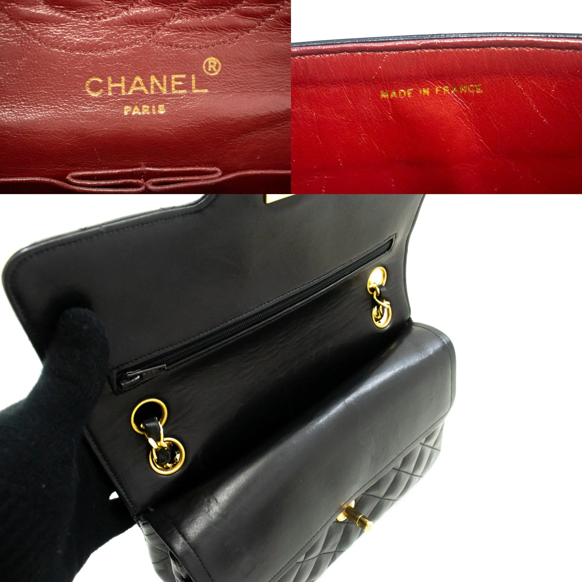 CHANEL Vintage Classic Double Flap Small Chain Shoulder Bag Black m92