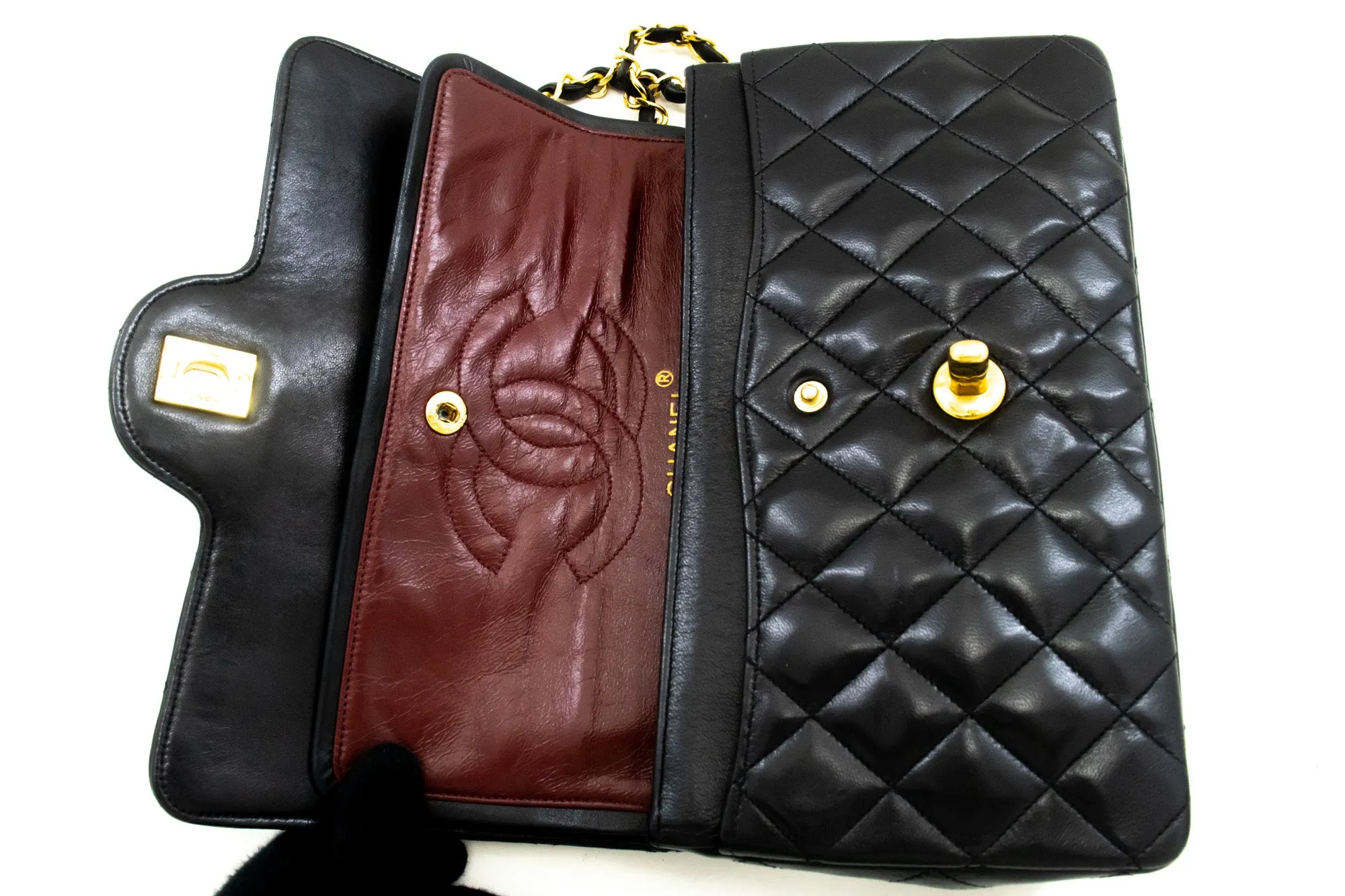 CHANEL Vintage Classic Double Flap Small Chain Shoulder Bag Black m92