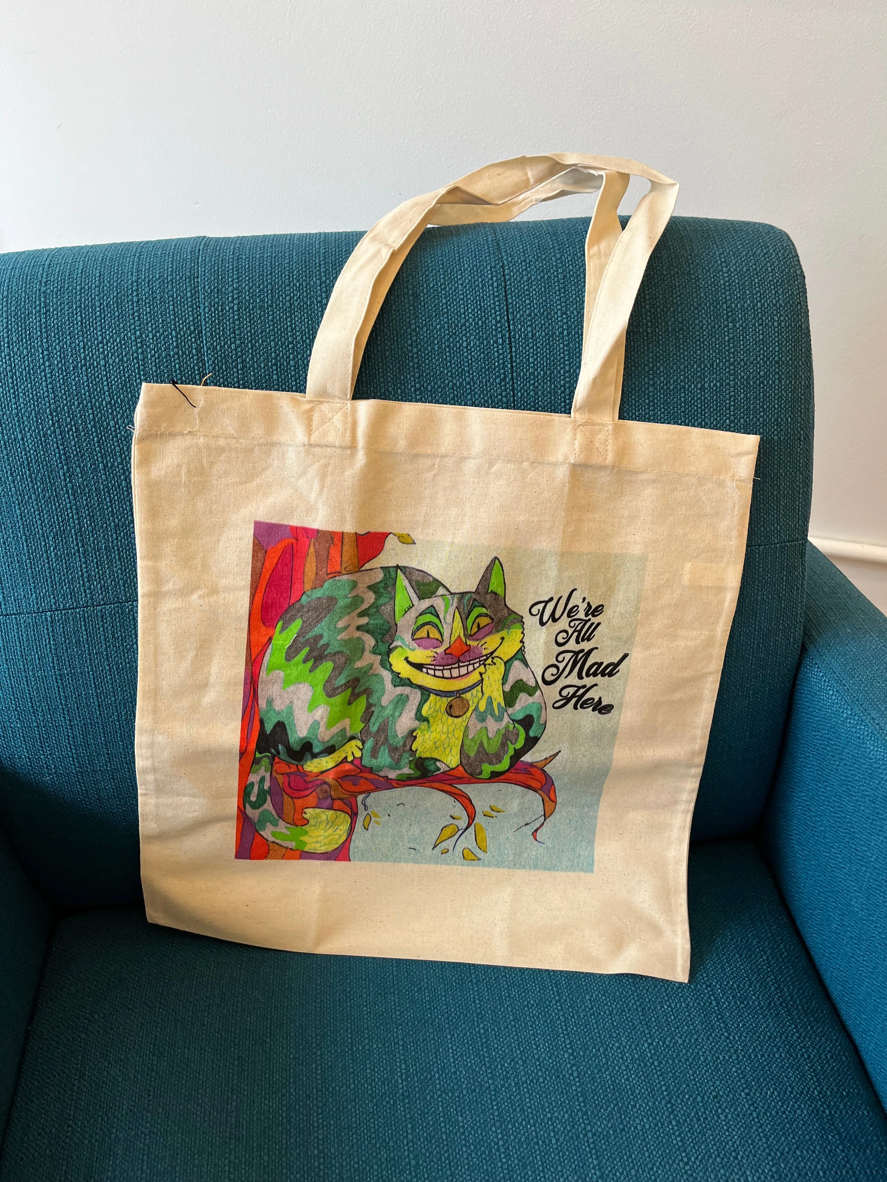Cheshire Cat Cotton Tote - Designed by Sadie Rothenberg