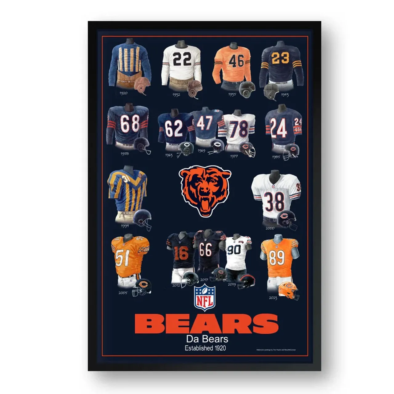 Chicago Bears Framed Print 10x13 Uniform Heritage