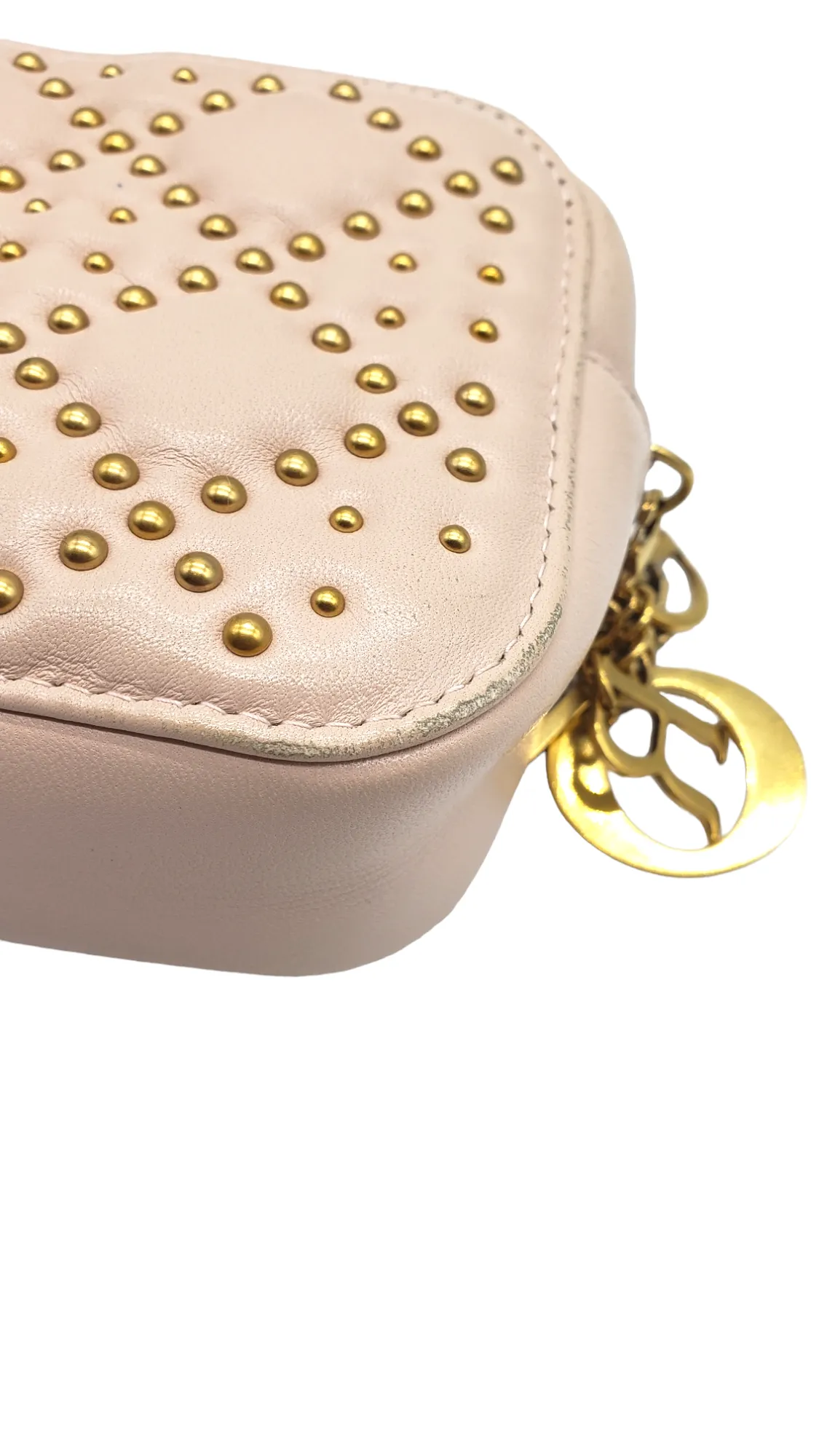 Christian Dior Blush Cannage Studded Lady Dior Camera Bag