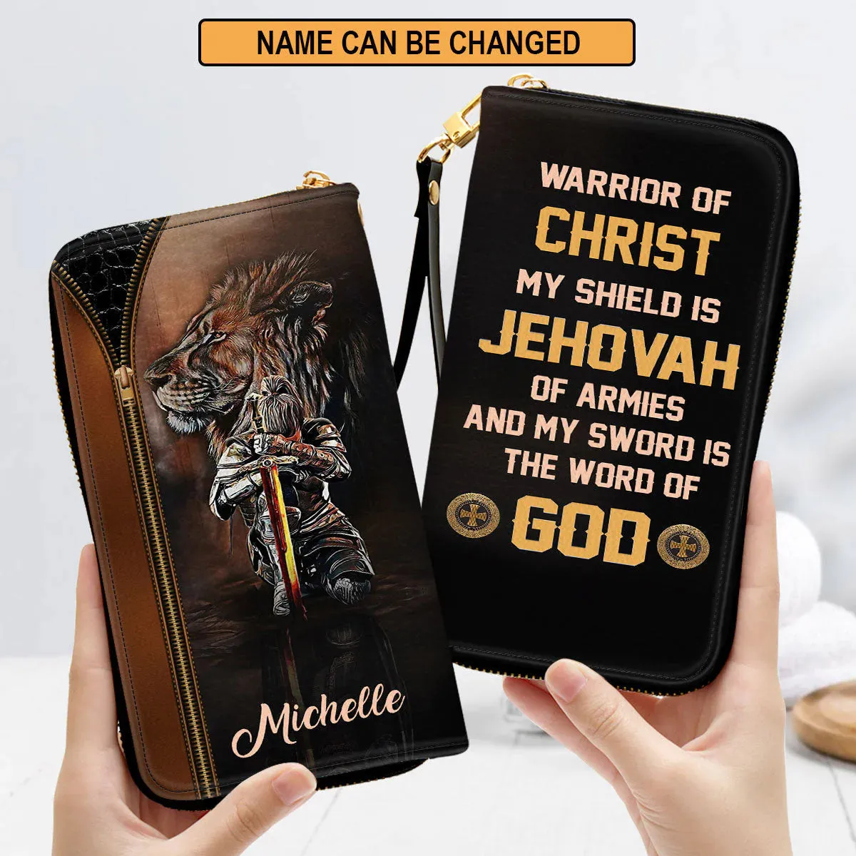 Christianartbag Clutch Purse, Spiritual Gift From God For Women My Sword Is The Word Of God Clutch Purse For Women, Personalized Name, Christian Gifts For Women, CAB19091223.