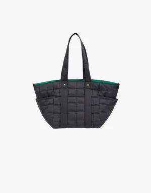 Clare V. Le Box Tote with Tabs in Black Quilted Ripstop Nylon