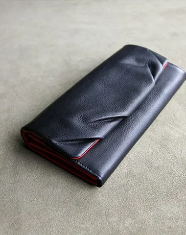 Classic Leather Womens Wallet Bifold Clutch Wallet Long Wallet for Women