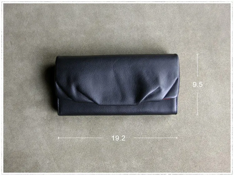 Classic Leather Womens Wallet Bifold Clutch Wallet Long Wallet for Women