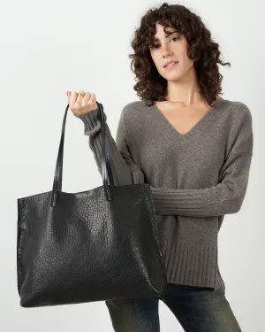 classic shopper tote - licorice pebble