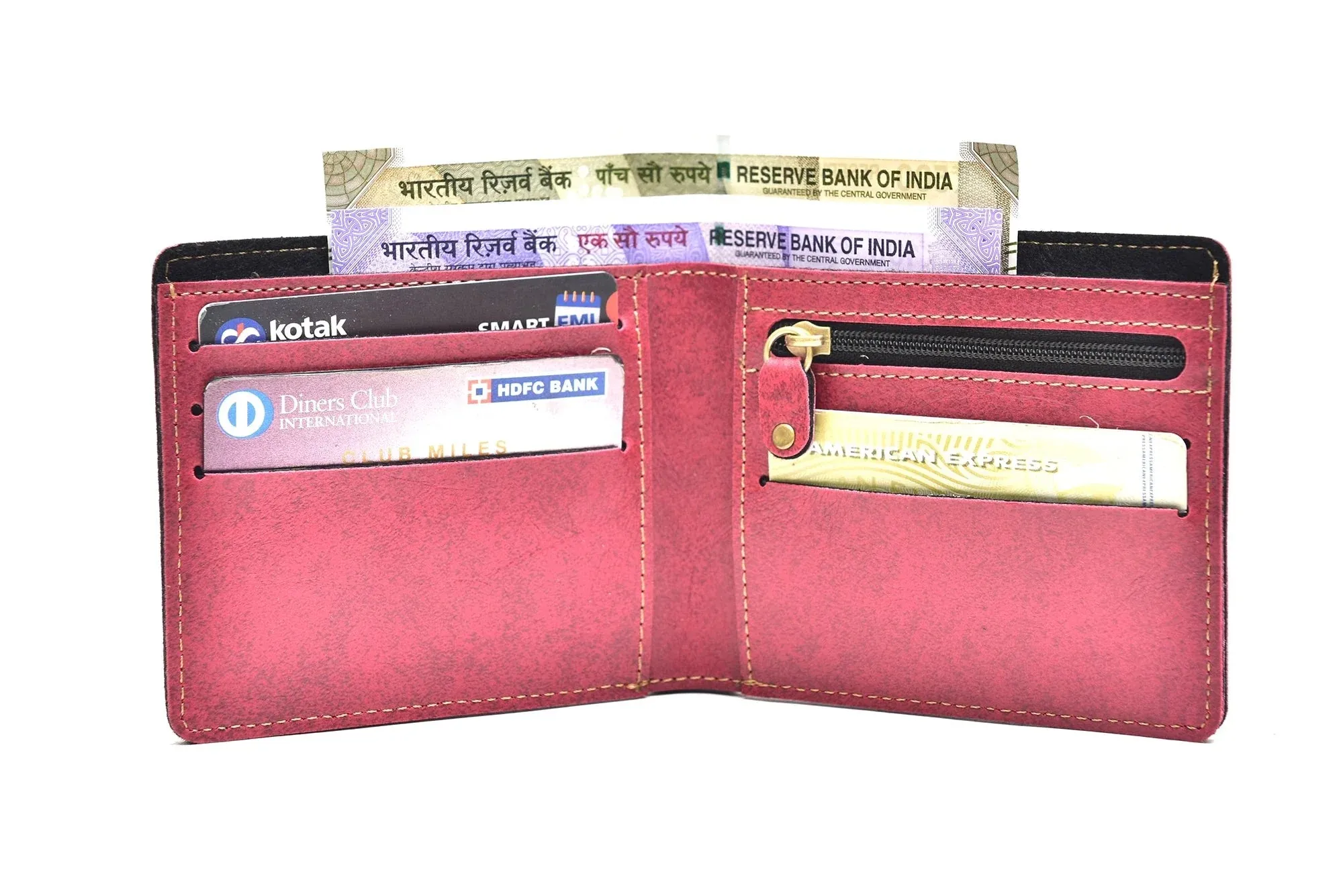 Classy Leather Customized Men's Wallet (Maroon)