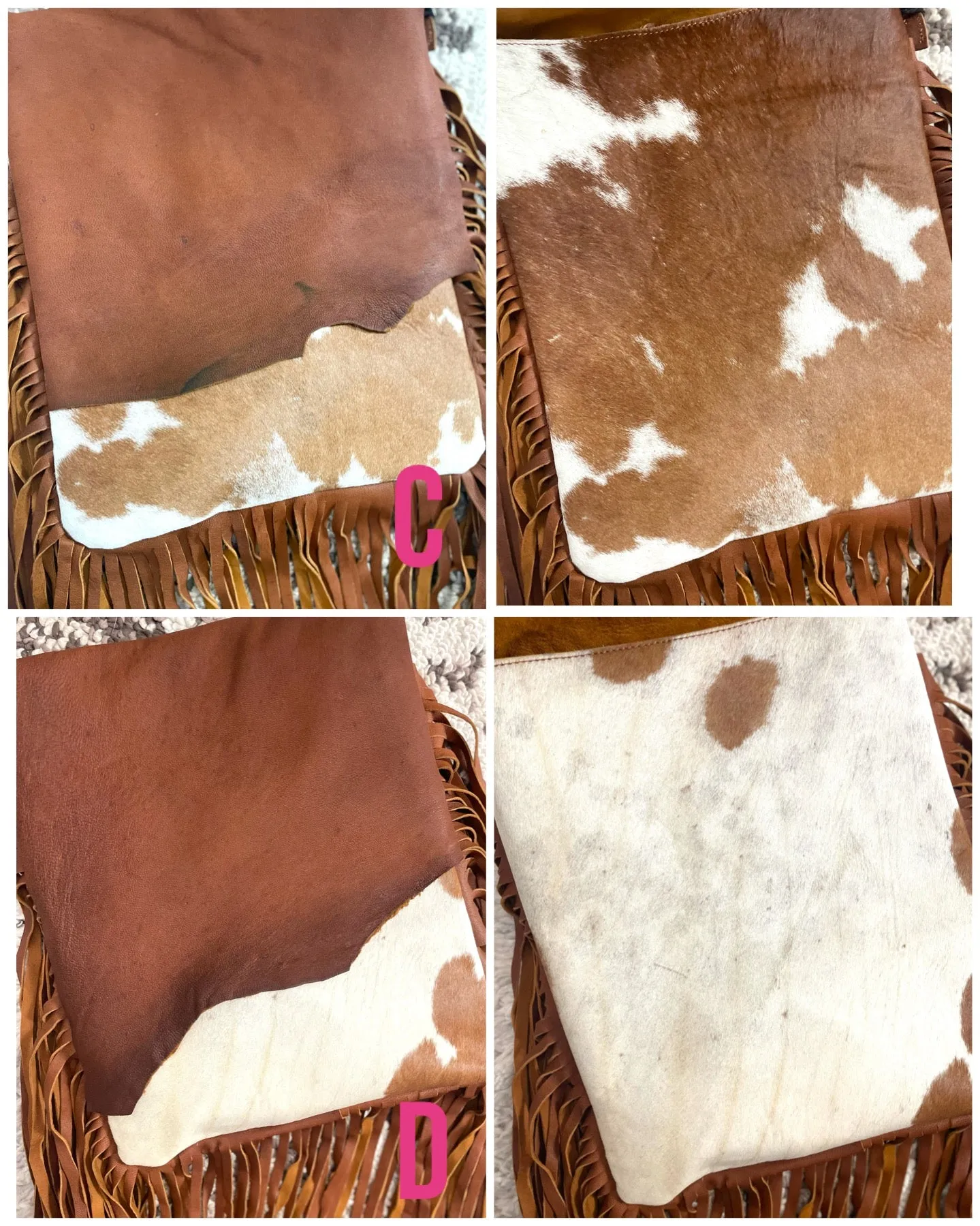 CLEARANCE!! Mesa Tan Raw Hide Cut Flap - Hair on Hide Fringe Bag