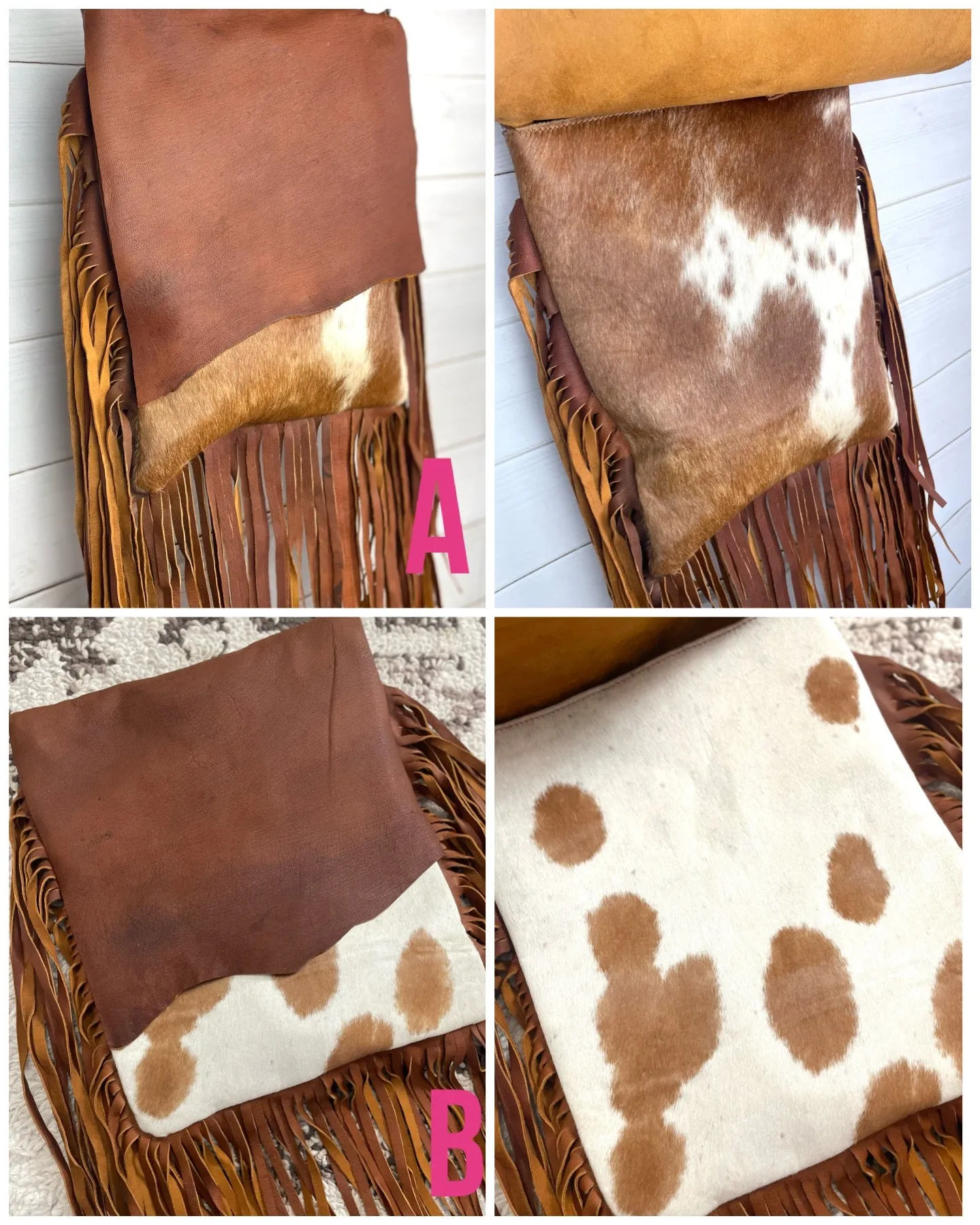 CLEARANCE!! Mesa Tan Raw Hide Cut Flap - Hair on Hide Fringe Bag